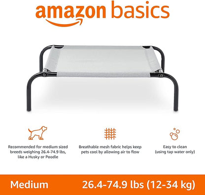 Amazon Basics Cooling Elevated Dog Bed with Metal Frame 43 x 26 x 7.5 Inch,