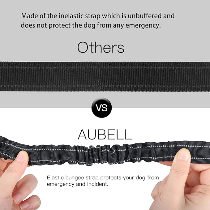 AUBELL Dog Seat Belt for car,Updated 3-in-1 Bungee Dog Car Tether with Clip Hook Latch & Buckle, Heavy Duty Dog Car Harness with Carabiner,Black