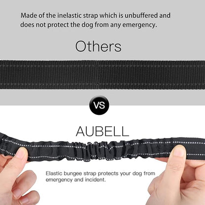 AUBELL Dog Seat Belt for car,Updated 3-in-1 Bungee Dog Car Tether with Clip Hook Latch & Buckle, Heavy Duty Dog Car Harness with Carabiner,Black