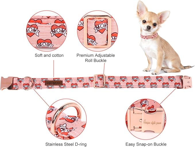 Unique Style Paws Valentine's Day Dog Collar Heart
