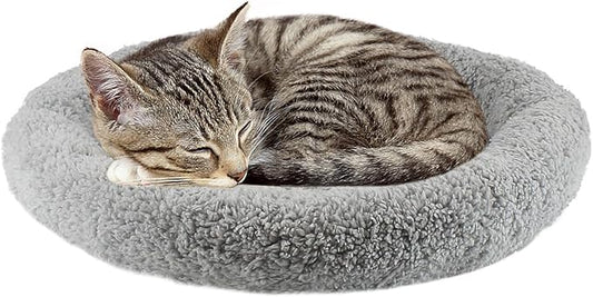 Enjoying Small Round Cat Bed Diameter 13.78" Round Cat Pillow Bed for Tiny Cats Puppy Relying/Curling Sleep Warm Cat Cushion for Crates