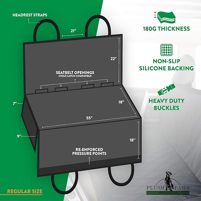 Plush Paws Products Premium Rear Car Seat Protector w/Hammock