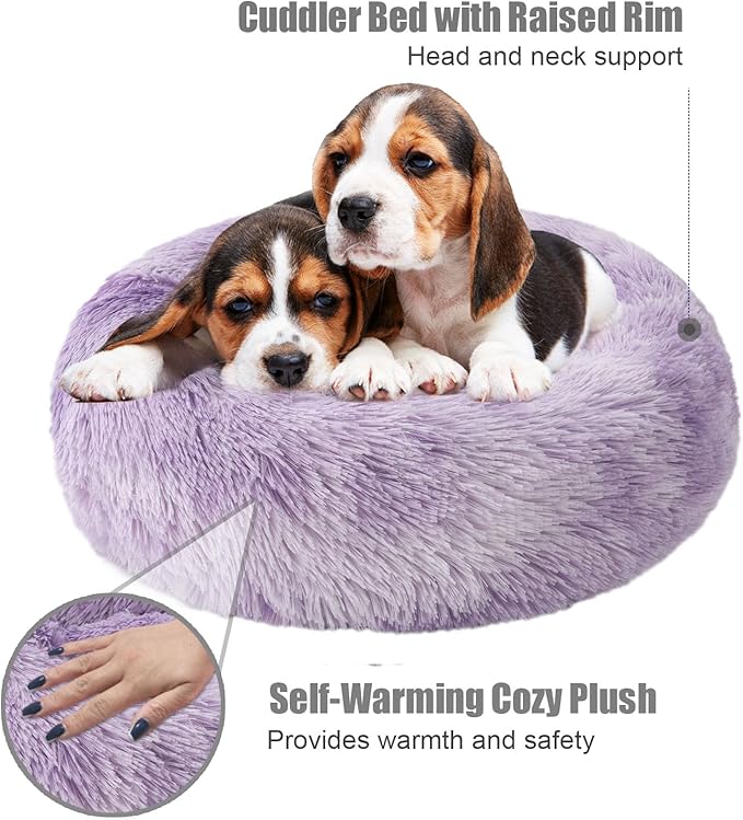Aurako Cat Bed Dog Bed Round Cushion Pet 28" Purple