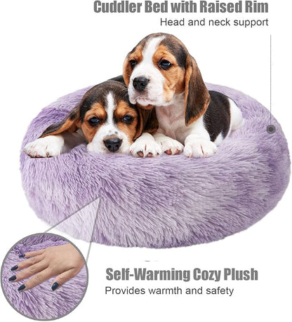Aurako Cat Bed Dog Bed Round Cushion Pet 28" Purple