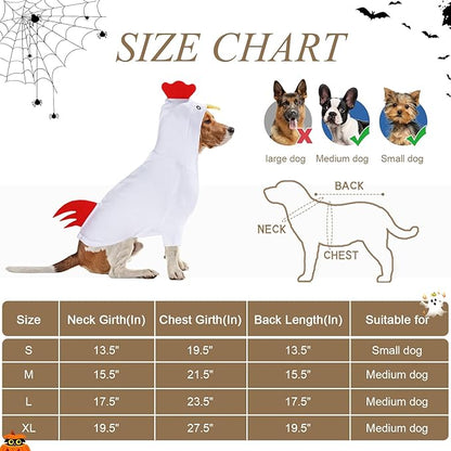 DELIFUR Dog Halloween Chicken Costume - Dog Thanksgiving Hoodies for Small Medium Pet Cute Animal Clothes Cosplay Sweatshirt for Boston Terrier (Chicken, Back: 19.5")