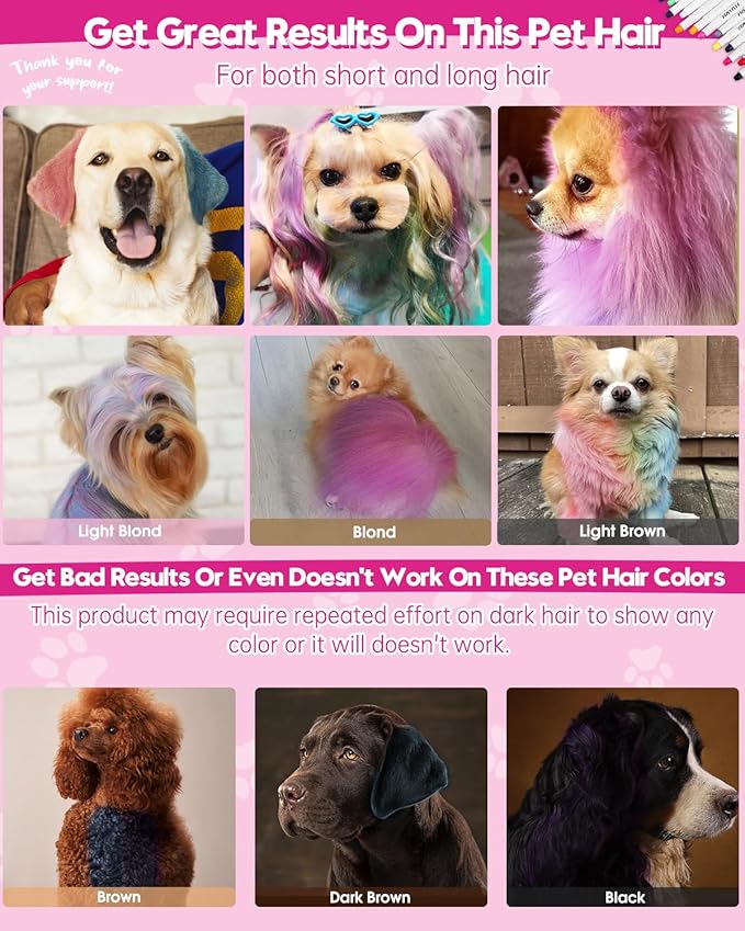 14 Color Washable Dog Hair Dye Paint Temporary Pet Fur Markers Dog Safe Hair Color Crayons for Small to Large Boy & Girl Puppy Stuff Accessories
