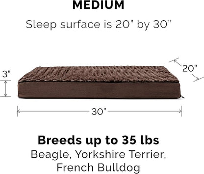 Furhaven Replacement Dog Bed Cover Ultra Plush Faux Fur & Suede Mattress, Machine Washable - Chocolate, Medium