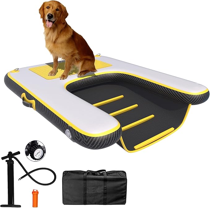 Inflatable Dog Raft Boat Dock Ramp Ladder Water 4ft x 3ft x 4in
