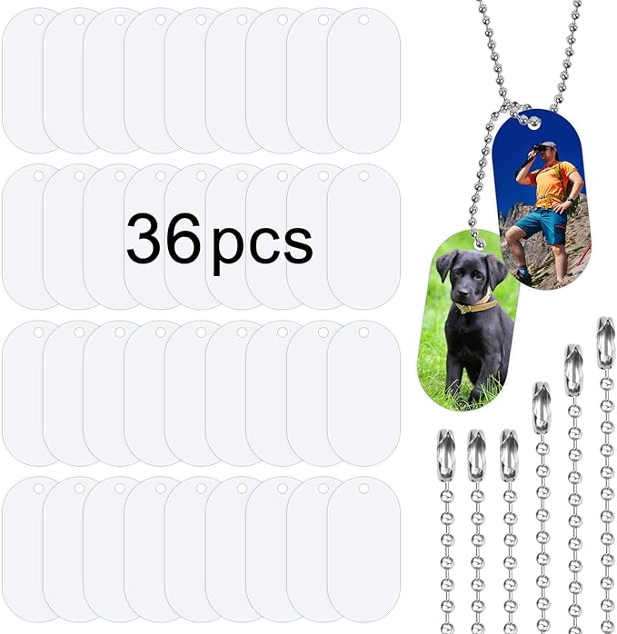 36 pcs Sublimation Dog Tags Blanks