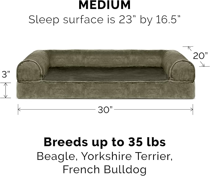 Furhaven Orthopedic Dog Bed for Medium/Small Dogs w/ Removable Bolsters & Washable Cover 35 lbs
