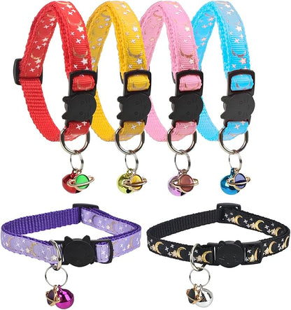 CONLI 6 Pack Collars with Bells for Stars and Moon