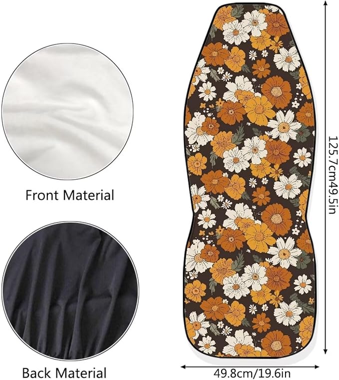 Groovy Hippie Flower Daisy Car Seat Covers Front Set