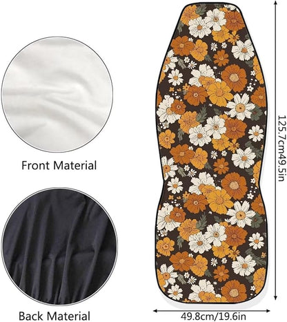 Groovy Hippie Flower Daisy Car Seat Covers Front Set