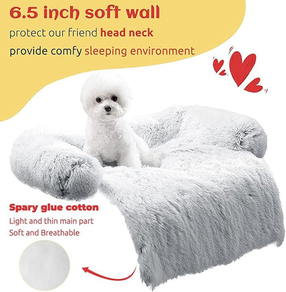 HACHIKITTY Calming Dog Sofa Bed Mat (30"x 27"x 6", Gray)