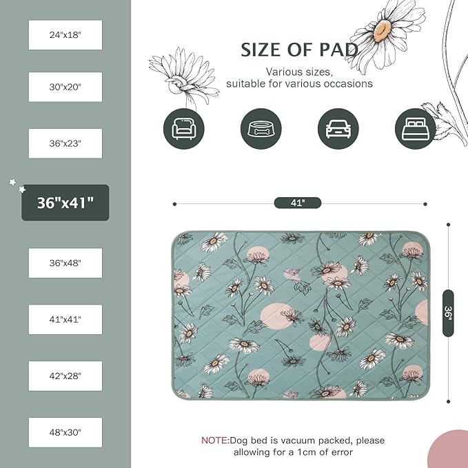 IEUUMLER Washable Pee Pads for Dogs 2 Pack EU007 (Green 36"X41"-2pcs)