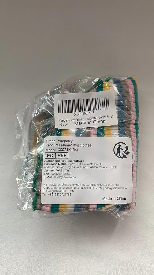 Small Medium Dog Clothes Rainbow Striped Dog Shirts Stretchable Long Sleeve Cat T-Shirt Pet Outfits for Chihuahua Yorkie Teddy (Green Edge