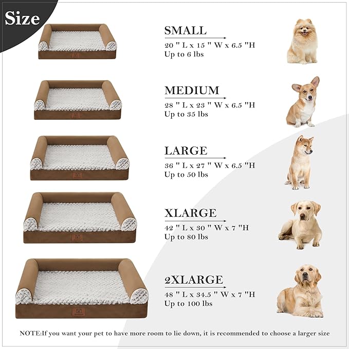 WNPETHOME Dog Beds for Large Dogs, Orthopedic Sofa Dog Bed Mat Pillow with Removable Waterproof Cover, Egg-Foam Dog Crate Bed for Medium Large Dogs