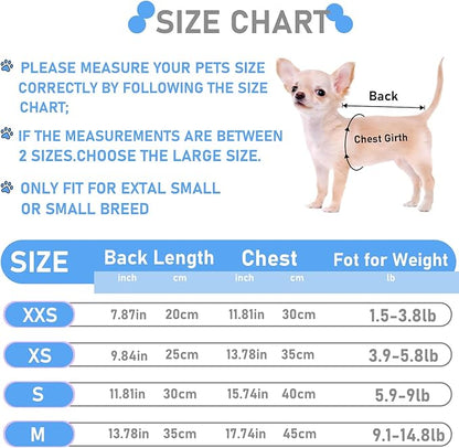 2 Pieces Stripe Dog T-Shirt Teacup Chihuahua Dog