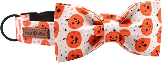 Lionet Paws Soft Comfortable Halloween Bowtie Dog Collar with Metal Buckle Adjustable Collars for Large Dogs Gift 16-24in