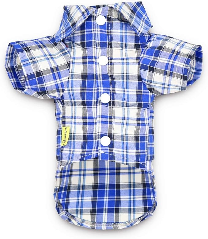 DroolingDog 3 Pack Plaid Dog Shirts Small Dog T Shirt Checked Pattern Tshirt Puppy Button Up Tee Black White Rose Blue Pet Clothes