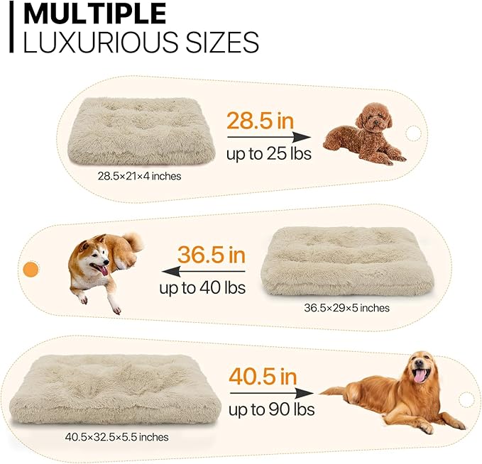 MoNiBloom 36.5"x29"x5" Dog Beds for Medium Size Dogs Machine-Washable Long Plush Pet Beds Warming Cozy Soft Bed for Dogs and Cat