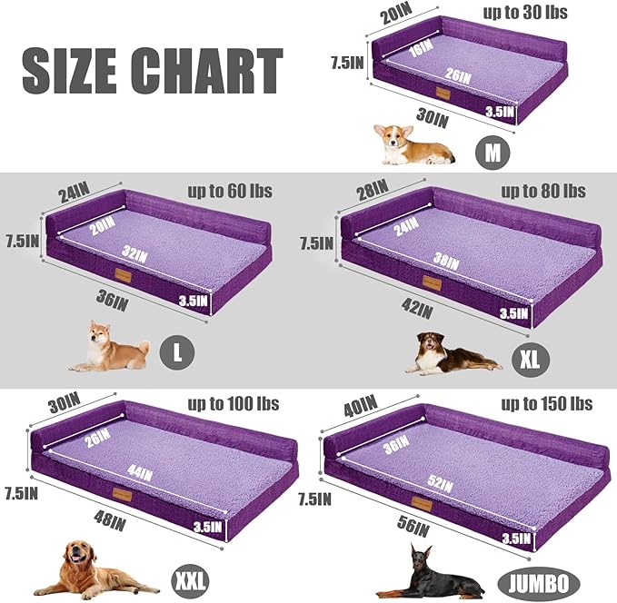 Patas Lague Orthopedic Jumbo Dog Bed for Extra Large Dogs 56''X40''