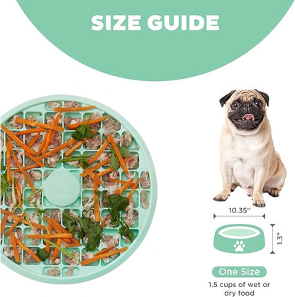 Outward Hound Fun Feeder Slo Tray Slow Feeder Dog Bowl for French Bulldogs and Other Brachycephalic Breeds or Flat-Faced Breeds, One Size, Mint Green