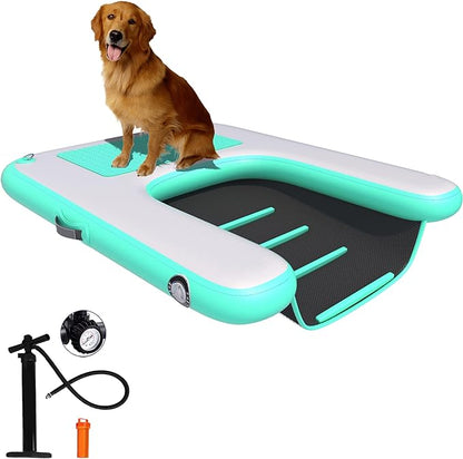 Inflatable Dog Raft Boat Dock Ramp Ladder Water 4.6ft x 3ft x 4in