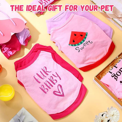 8 Pieces Pet Shirts Printed Puppy Shirts Soft Dog Shirt Pullover Dog T Shirts Cute Dog Sweatshirts Valentine's Day Puppy Girl Clothes Dog Outfits Small Dog for Pet Dogs Cats (Cute Pattern