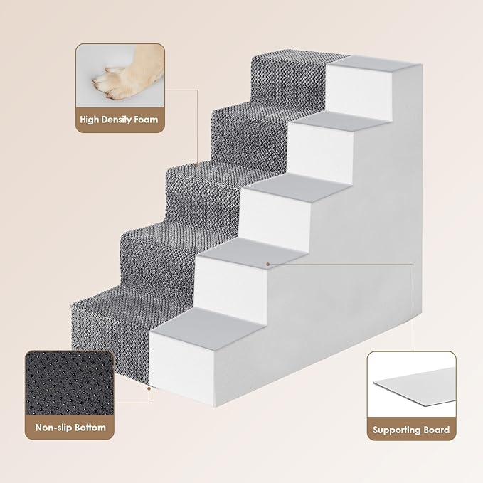 EHEYCIGA Dog Stairs for High Bed 22.5”H 5-Step Dog