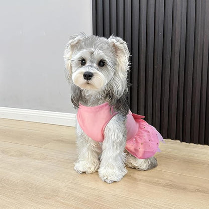 Idepet Princess Dog Dress Tulle Puppy Skirt Pet Apparel Dog Tutu with Bowknot