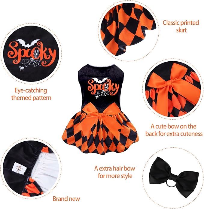 CuteBone Halloween Dog Dresses Velvet Holiday Small Dogs CVA42L-D