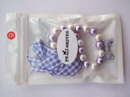 Fancy Diamond Pearl Dog Necklace Collar Jewelry with Bling Rhinestones Bone Charm for Pets Cats Small Dogs Girl Teacup Chihuahua Yorkie Clothes Costume Outfits Accessories