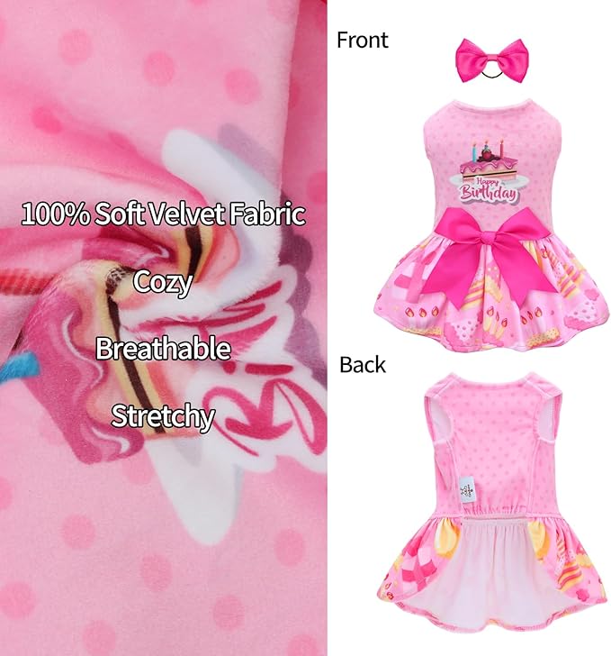 CuteBone Birthday Dog Dresses Velvet Holiday Small Dogs CVA49XS-D