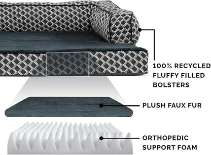 Furhaven Orthopedic Dog Bed for Large/Medium Dogs w/ Removable Bolsters & Washable Cover 55 lbs