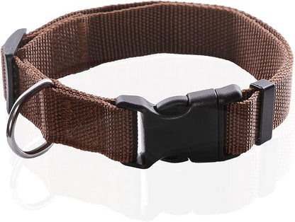 Adjustable Nylon Dog Collar, pet collar 1 Inch 3/4 Inch 5/8 Inch Wide, for Large medium Small Dogs (L(1" x 16-23"), BROWN)