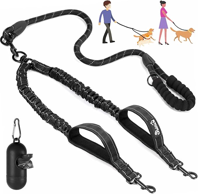 Lukovee Double Dog Leash 360° Swivel