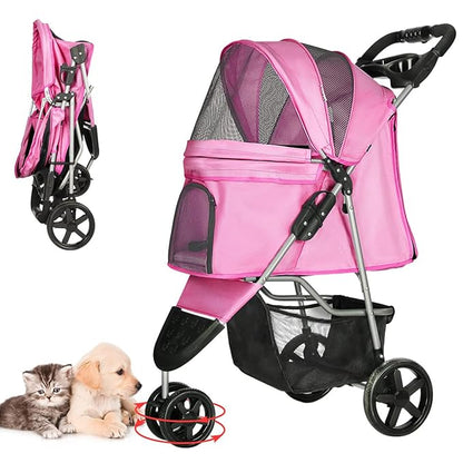 Dog Stroller for Small Dogs 3 Wheels,