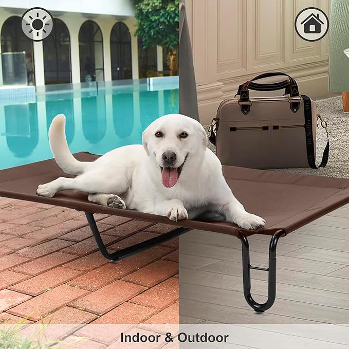 pettycare Elevated Outdoor Dog Bed 85 lbs,Brown
