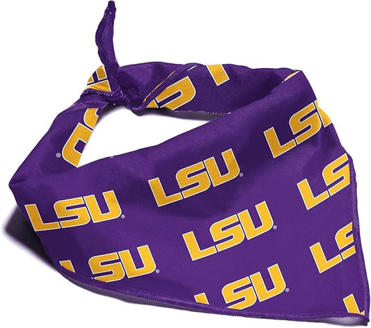 NCAA Officially Licensed Bandana for Dogs and Cats | Fits Pets Great Gift Idea | Easy-to-Tie (Large, LSU Tigers)