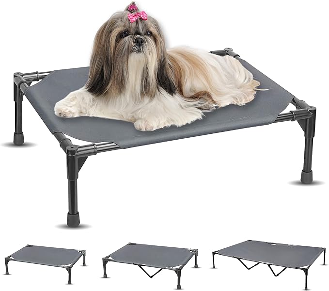 Elevated Dog Bed Raised Dog Bed Cot Bed Small Medium Large Dogs Outdoor Cooling Dog Bed Pet Cat Bed Breathable Mesh Washable (Small 22''L x 17''W)