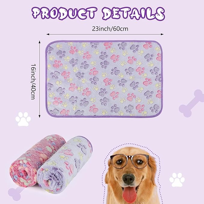 YUEPET Waterproof Dog Blankets, 2 Pack Washable Dog Blankets for Bed Couch Sofa Protector Fleece Flannel Puppy Blanket Soft Plush Reversible Throw Blanket for Small Dogs Puppy Cat 23"×16"(Purple+Pink)