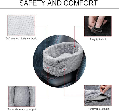 X AUTOHAUX Dog Car Seat Seat Adjustable Straps for Medium Small Sized Puppy Cat Seat Pets Soft Non Slip Bottom Travel Bed Gray