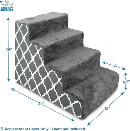 Best Pet Supplies Foam Pet Steps Cover for Small Dogs and Cats 4-Step (H: 18") (Cover