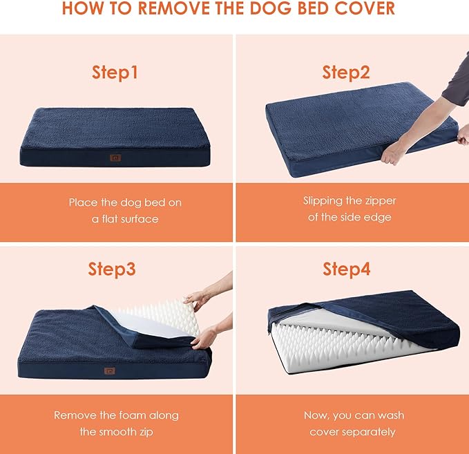 EHEYCIGA Orthopedic Dog Beds for Large Dogs with Removable Washable Cover for Crate 35x23