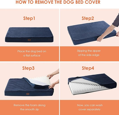 EHEYCIGA Orthopedic Dog Beds for Large Dogs with Removable Washable Cover for Crate 35x23