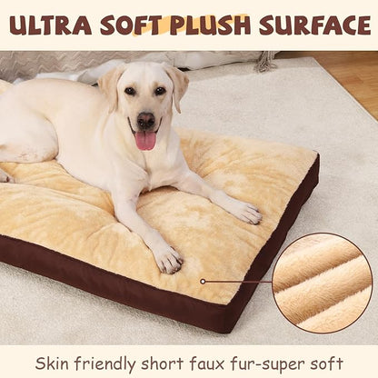 Dog Crate Bed Waterproof Deluxe Plush Dog Beds with Removable Washable Cover Anti-Slip Bottom Pet Sleeping Mattress for Large 47 x 29 inch,