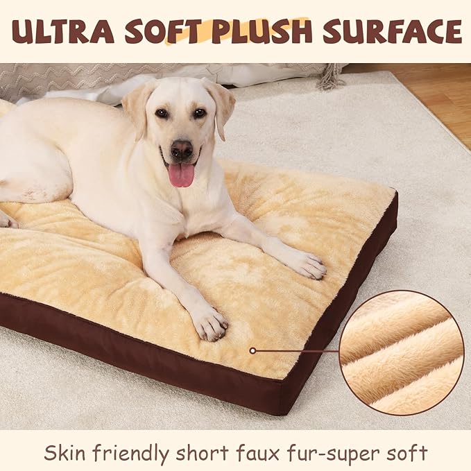 Dog Crate Bed Waterproof Deluxe Plush Dog Beds with Removable Washable Cover Anti-Slip Bottom Pet Sleeping Mattress for Large 23 x 17 inch,