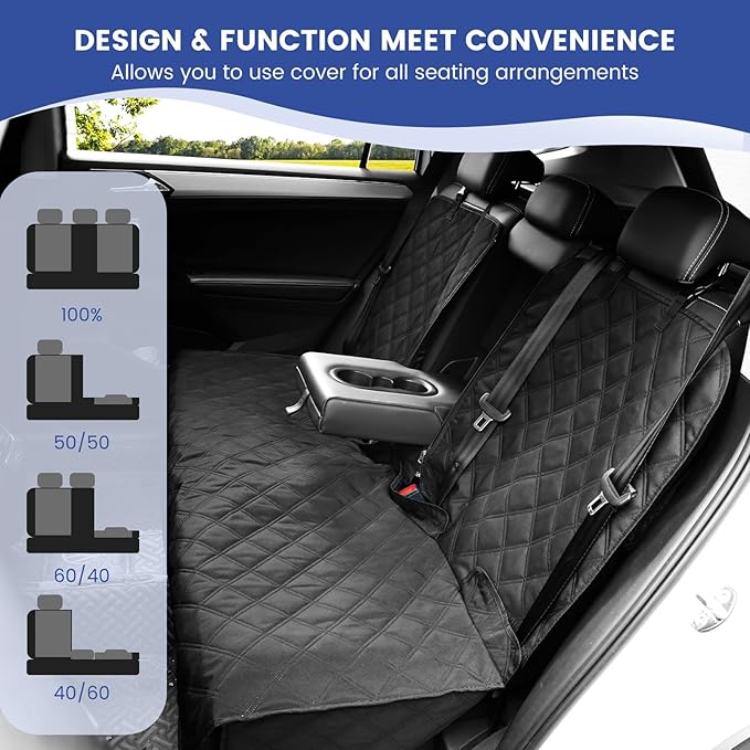 Back Seat Cover 60/40 Split Bench for Large SUVs 900D Waterproof