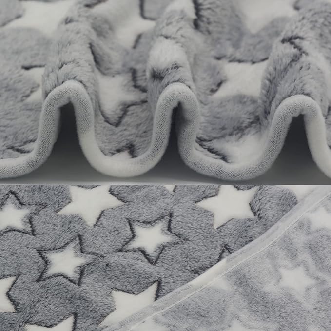 1 Pack 3 Puppy Blankets Cat Dog Blankets Super Soft Warm Sleep Mat Grey Star Cute Print Blanket Fluffy Fleece Pet Blanket Flannel Throw for Small Dogs Puppy Dogs Cats Small(23"x15")